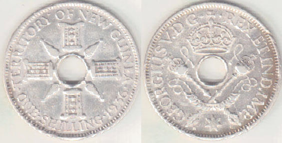 1938 New Guinea Silver Shilling A000426